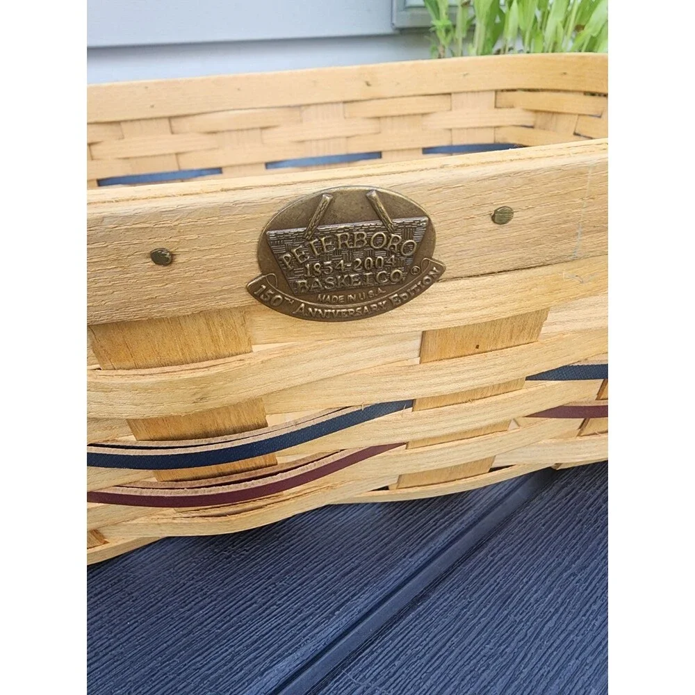 Vintage Peterboro Basket Co 150th Anniversary Wood Slat Basket 1845-2004 Ex Cond